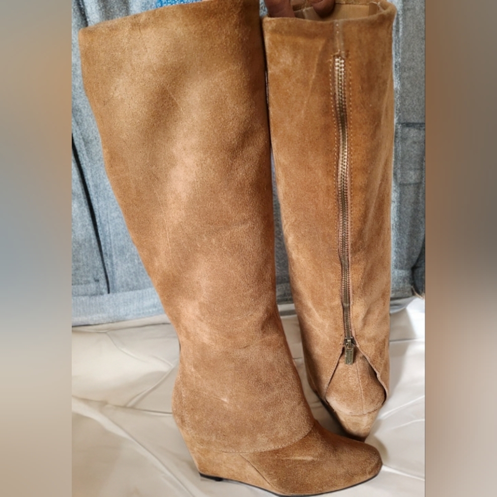 Jessica Simpson Tall Camel Suede Wedge Boots